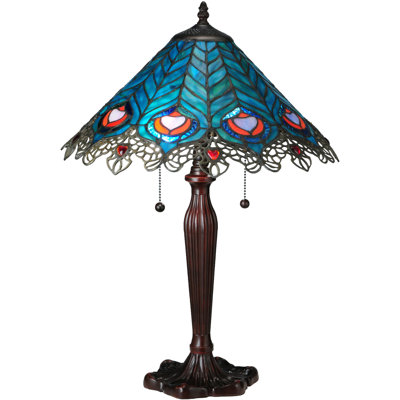 Design Toscano Art Nouveau Peacock Tiffany-Style Table Lamp